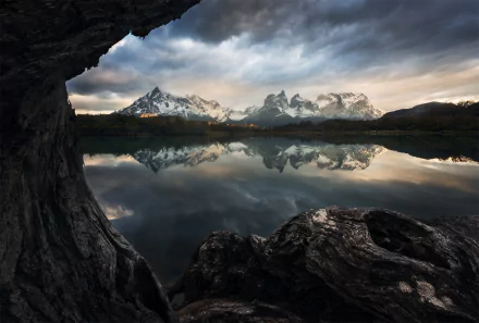 Andes reflection mountain nature lake HD Desktop Wallpaper | Background Image