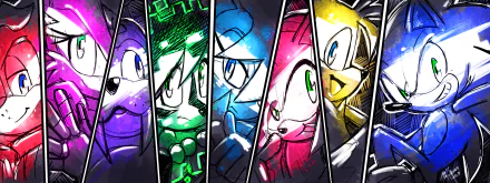 Archie Comics Bunnie Rabbot blue eyes green eyes smile Amy Rose Freedom Fighters (Sonic the Hedgehog) Antoine D'Coolette Nicole the Holo Lynx Rotor the Walrus Miles 'Tails' Prower Sally Acorn Comic Sonic the Hedgehog HD Desktop Wallpaper | Background Image