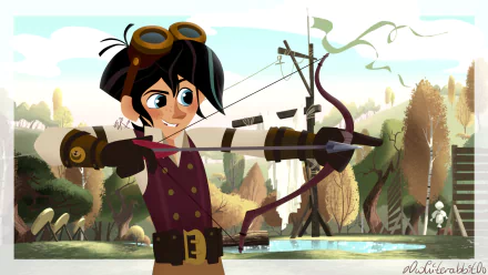 two-toned hair black hair blue eyes Tangled goggles Archer (TV Show) Varian (Tangled) TV Show Tangled: The Series HD Desktop Wallpaper | Background Image