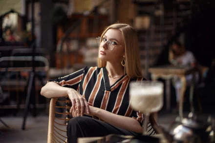 depth of field blonde glasses woman model HD Desktop Wallpaper | Background Image