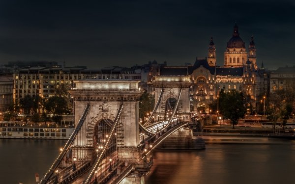 Man Made Chain Bridge Bridges Hungary Budapest Bridge City HD Wallpaper | Background Image