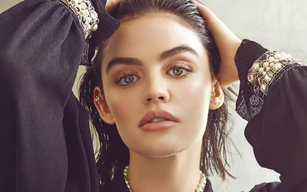 green eyes close-up stare brunette face American actress Celebrity Lucy Hale HD Desktop Wallpaper | Background Image