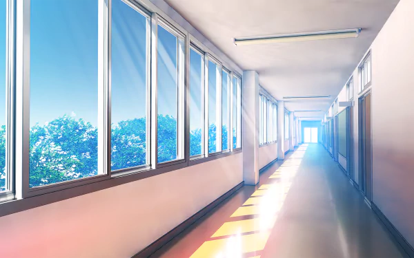 summer sunbeam corridor Anime Original Anime Summer HD Desktop Wallpaper | Background Image