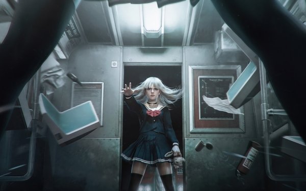 Anime Women Train White Hair Schoolgirl HD Wallpaper | Background Image