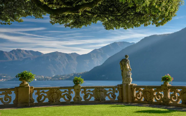 Villa Balbianello lake como Italy man made statue HD Desktop Wallpaper | Background Image