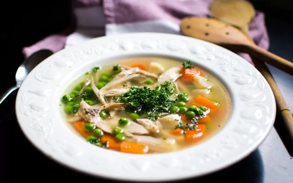  Homemade chicken broth with vegetables by Jakub Kapusnak