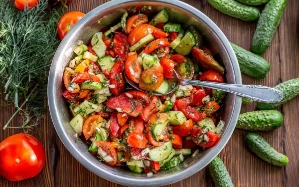 cucumber tomato food salad HD Desktop Wallpaper | Background Image