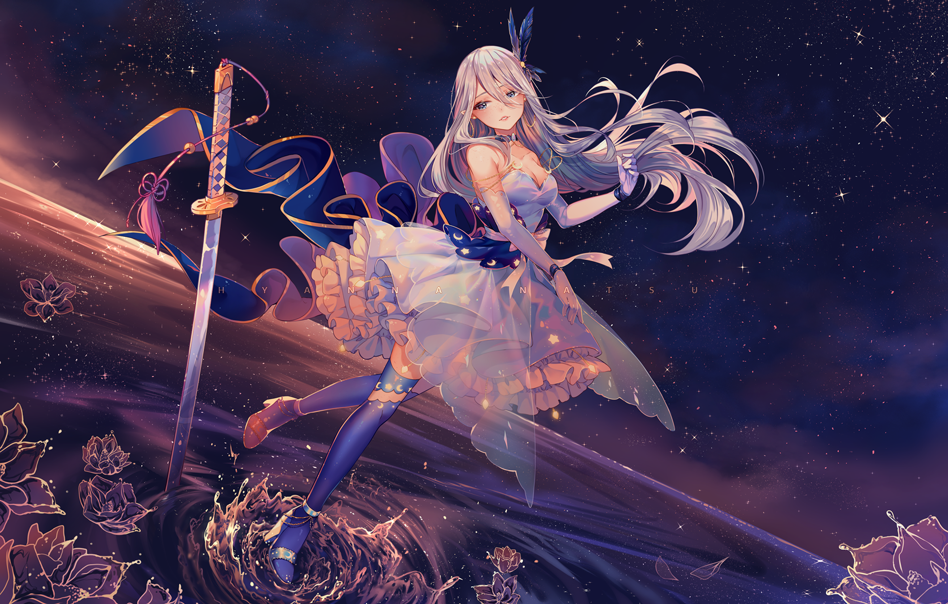 Download Long Hair Sword Anime Original HD Wallpaper by Hyanna-Natsu
