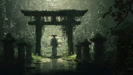 greenery torii katana fantasy samurai HD Desktop Wallpaper | Background Image