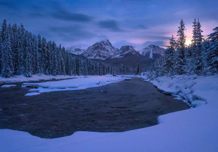 canadian rockies Canada Alberta mountain river snow nature winter HD Desktop Wallpaper | Background Image