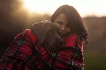black hair dog great dane plaid woman mood HD Desktop Wallpaper | Background Image