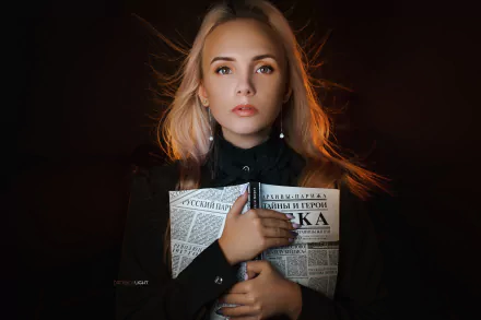 blonde book makeup portrait hair face Anastasia Makarenko woman model HD Desktop Wallpaper | Background Image