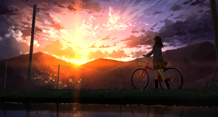 sunset Anime girl anime girl anime sunset HD Desktop Wallpaper | Background Image