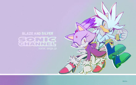 HD desktop wallpaper featuring Silver the Hedgehog and Blaze the Cat from Sonic Channel, part of the Sonic the Hedgehog video game series.