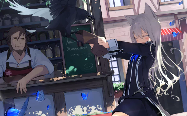 bird long hair animal ears Anime Original Anime Bird HD Desktop Wallpaper | Background Image