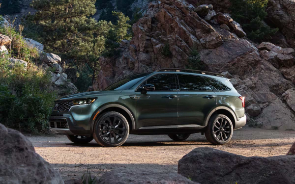green car SUV car Kia vehicle Kia Sorento HD Desktop Wallpaper | Background Image