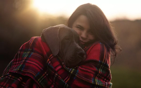 black hair dog great dane plaid woman mood HD Desktop Wallpaper | Background Image