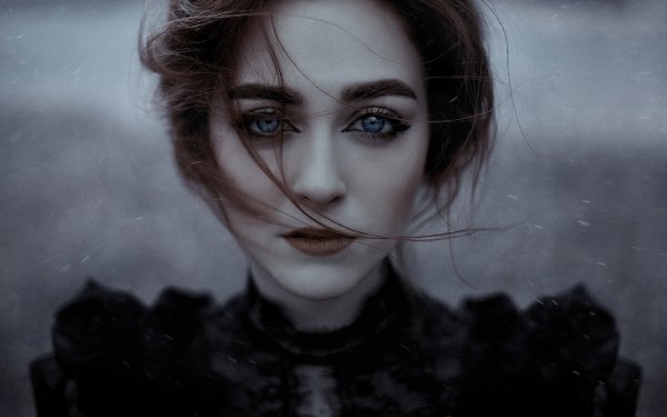 Women Model Face Lipstick Blue Eyes Stare HD Wallpaper | Background Image