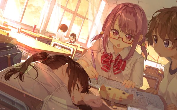 Anime Girl School Uniform Sleeping HD Wallpaper | Background Image