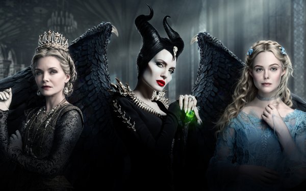 Movie Maleficent: Mistress of Evil Maleficent Angelina Jolie Michelle Pfeiffer Elle Fanning HD Wallpaper | Background Image