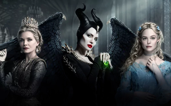 Elle Fanning Michelle Pfeiffer Angelina Jolie Maleficent movie Maleficent: Mistress of Evil HD Desktop Wallpaper | Background Image