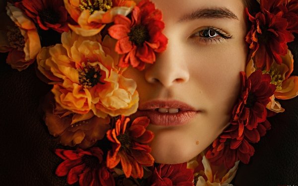 Women Face Yulia Khudoleeva Flower Portrait HD Wallpaper | Background Image