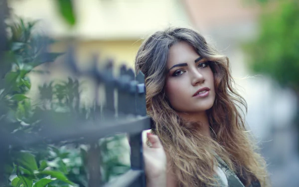 fence portrait hair model mood face woman Clara Alonso HD Desktop Wallpaper | Background Image