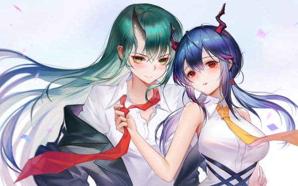 Video Game Arknights Ch'en Hoshiguma Horns Green Hair Blue Hair HD Wallpaper | Background Image