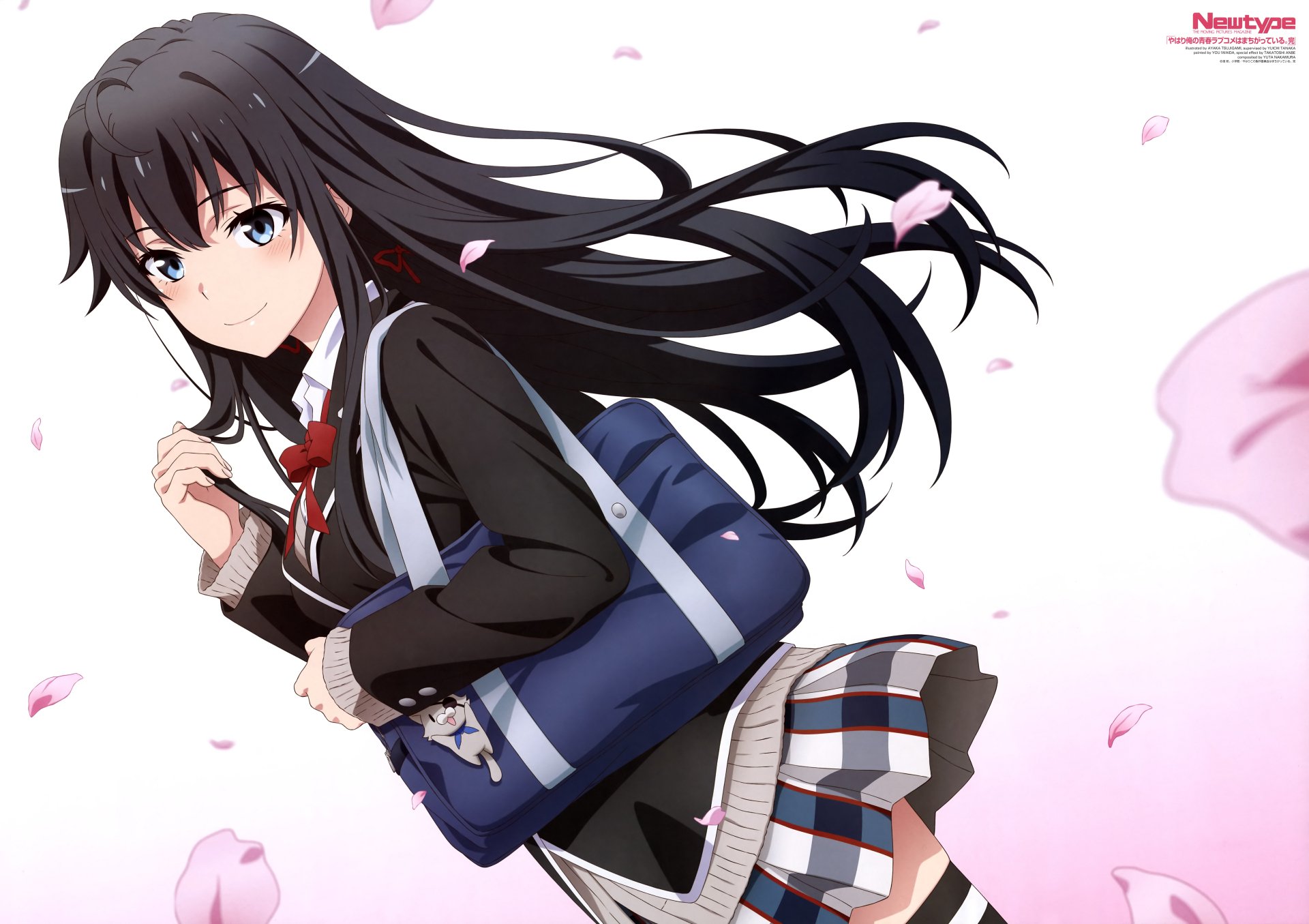 Download School Uniform Blue Eyes Long Hair Black Hair Yukino Yukinoshita My Teen Romantic Comedy SNAFU Anime 8k Ultra HD Wallpaper