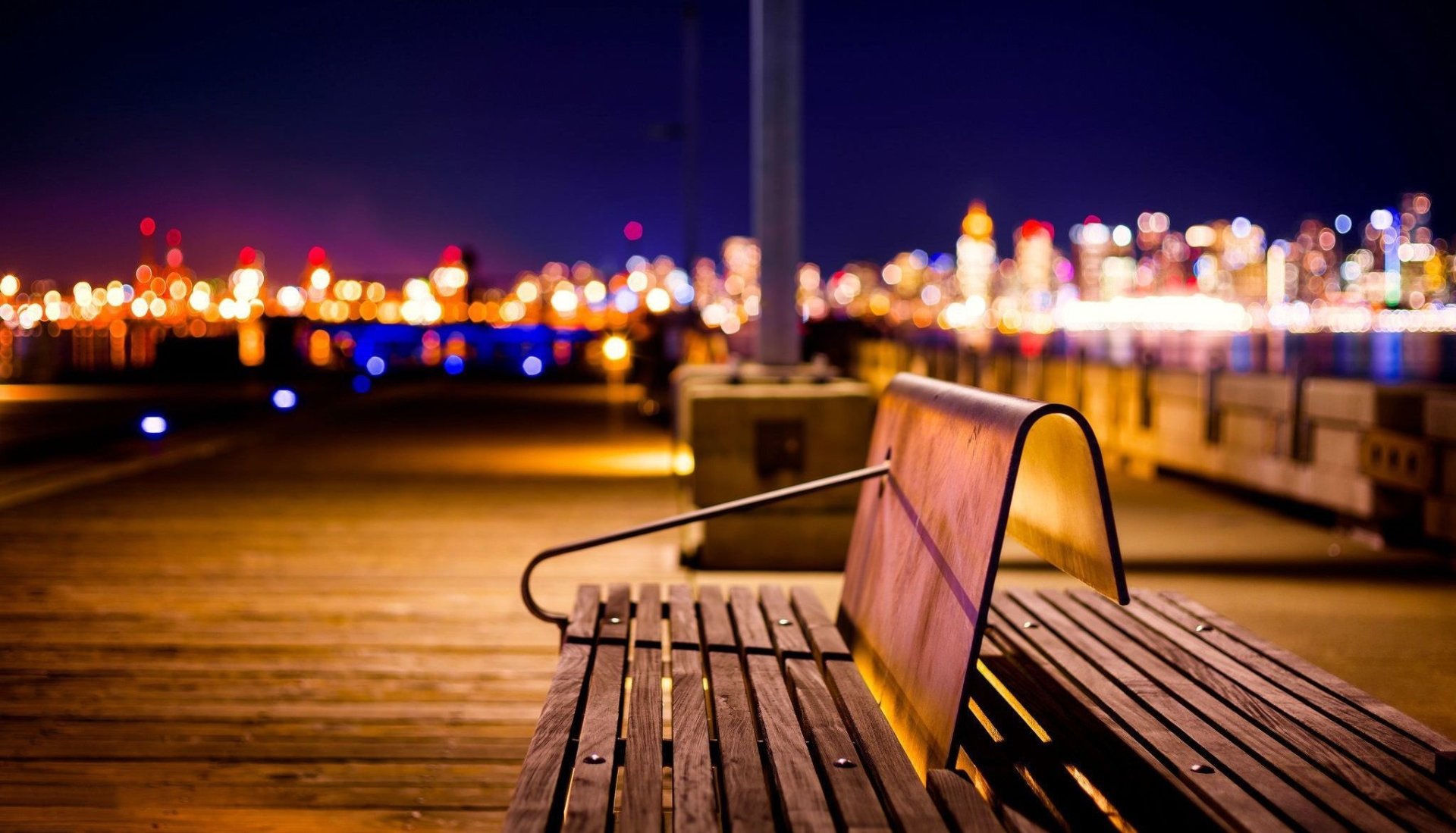 Download Evening Light Man Made Bench HD Wallpaper