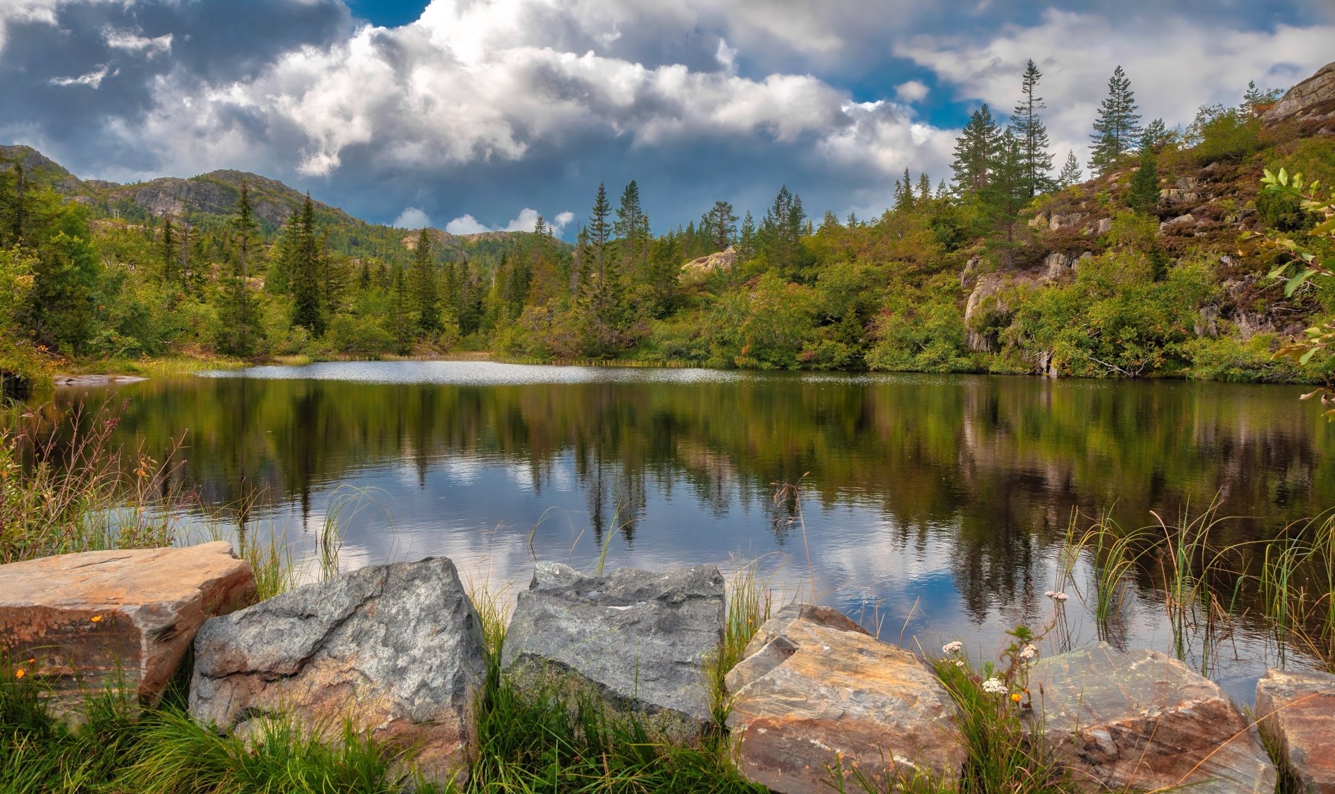 Download Stone Cloud Reflection Mountain Nature Lake 4k Ultra HD ...