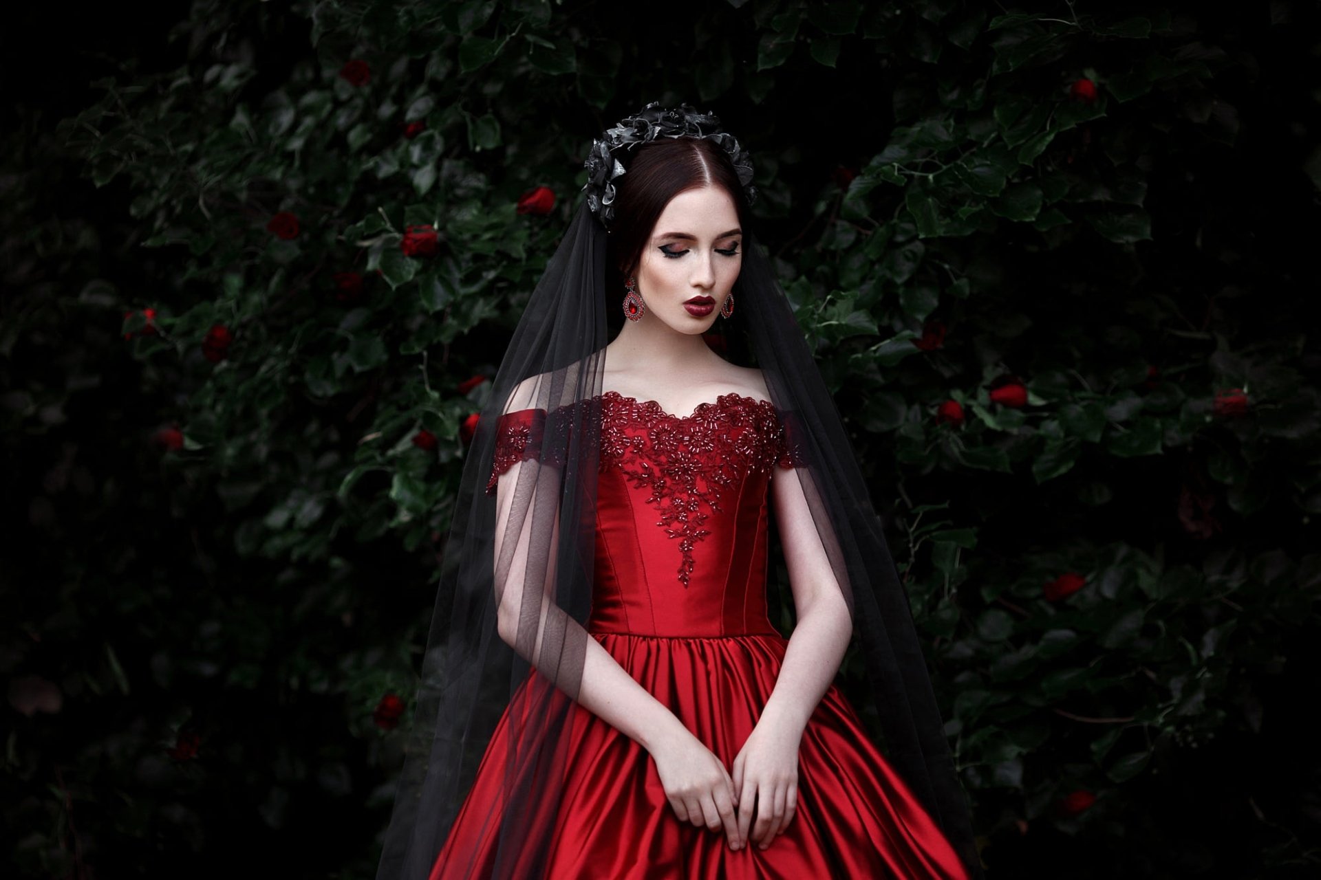 Download Red Dress Lipstick Model Woman Mood HD Wallpaper by Svetlana Boynovich