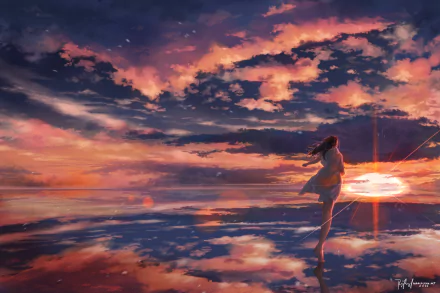 sun cloud sky Anime girl anime girl Sky Anime HD Desktop Wallpaper | Background Image