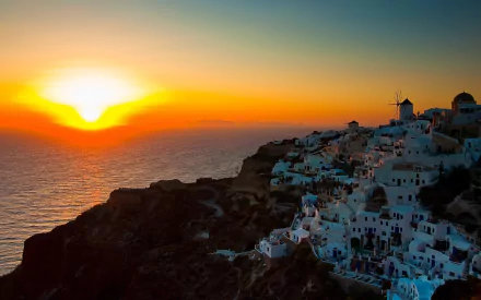 aegean sea Greece coast sunset man made Santorini HD Desktop Wallpaper | Background Image