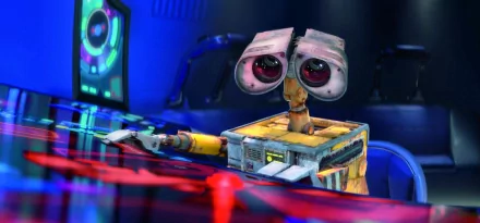 Colorful 4K Ultra HD wallpaper featuring Wall·E, the lovable robot from the Pixar film, set against a vibrant, futuristic backdrop.