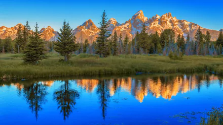 reflection lake nature mountain USA grand teton national park HD Desktop Wallpaper | Background Image