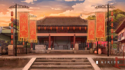 sunset Anime building anime sunset HD Desktop Wallpaper | Background Image