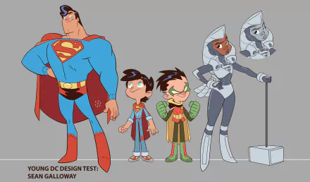 concept art Damian Wayne Jon Kent Superboy Steel (DC Comics) Robin (DC Comics) Superman TV Show Superman Family Animated Series HD Desktop Wallpaper | Background Image