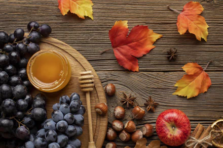 chestnut fruit apple grapes honey food still life HD Desktop Wallpaper | Background Image