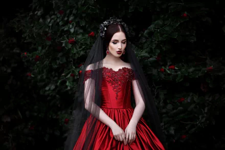 red dress lipstick model woman mood HD Desktop Wallpaper | Background Image