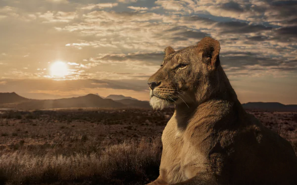 lioness savanna sunset Animal lion HD Desktop Wallpaper | Background Image