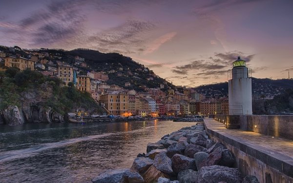 Man Made Lighthouse Buildings Liguria Camogli Stone Building Bay Italy HD Wallpaper | Background Image