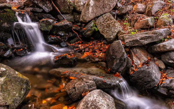 boulder waterfall fall stone nature stream HD Desktop Wallpaper | Background Image
