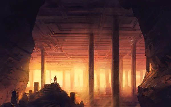 columns fantasy cave HD Desktop Wallpaper | Background Image