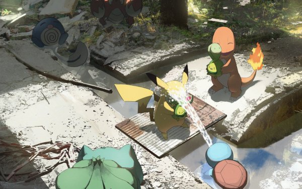 Video Game Pokémon Charmander Budew Bulbasaur Corphish Pikachu Poliwag Squirtle HD Wallpaper | Background Image