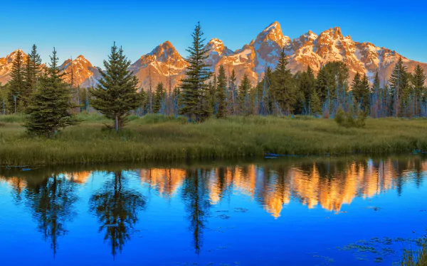 reflection lake nature mountain USA grand teton national park HD Desktop Wallpaper | Background Image