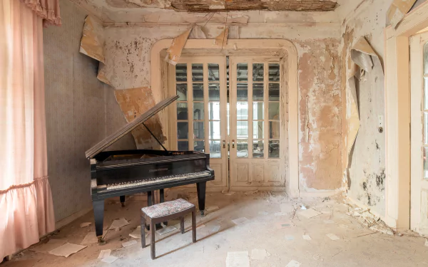 abandoned room music piano HD Desktop Wallpaper | Background Image