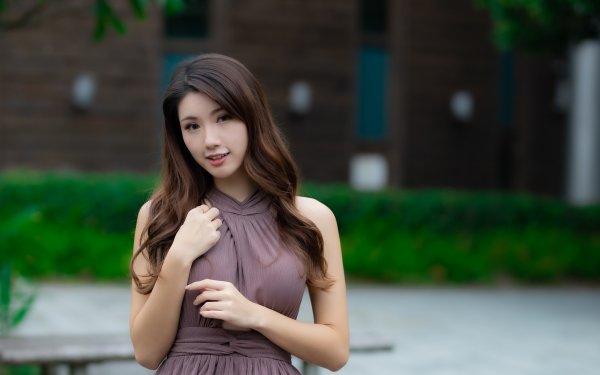 Women Asian Model Brunette Long Hair Depth Of Field HD Wallpaper | Background Image