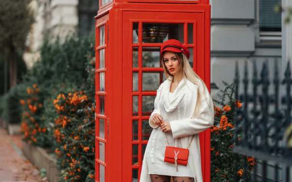telephone booth model woman mood HD Desktop Wallpaper | Background Image