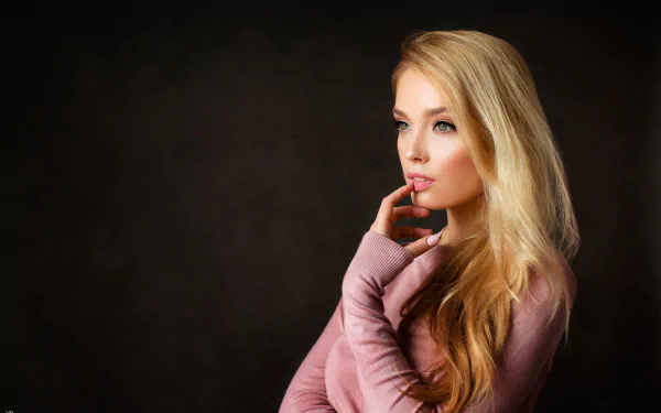 Katya Kotaro long hair blonde sweater woman model HD Desktop Wallpaper | Background Image